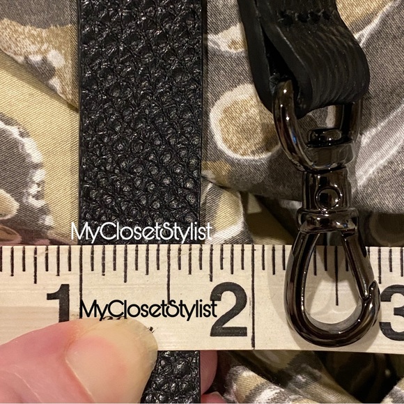 BANDOLIER Adjustable Crossbody Pewter WIDE Strap NEW! Black Pebbled Leather - Picture 4 of 8